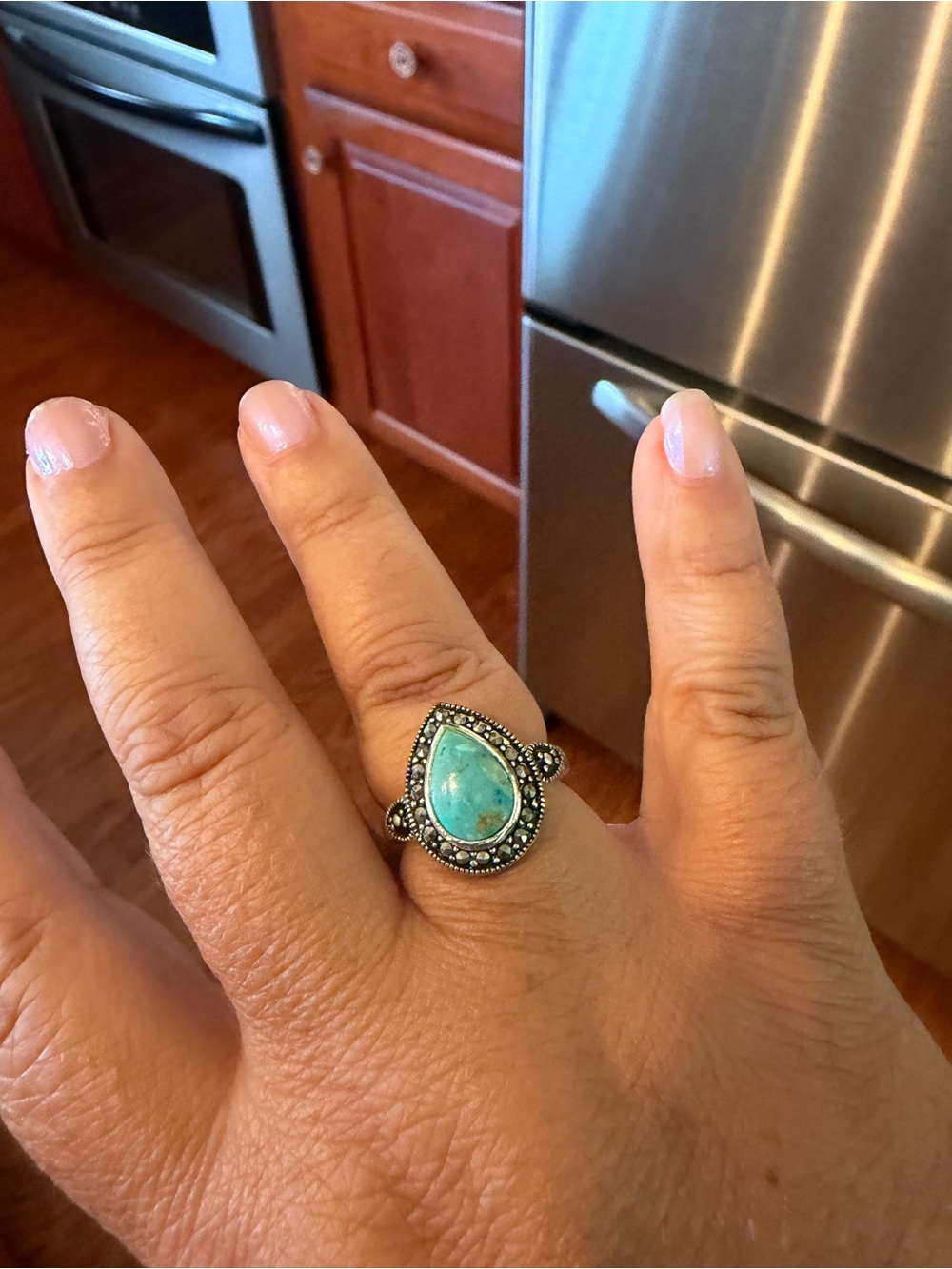 Turquoise Teardrop Sterling Ring - Women Jewelry